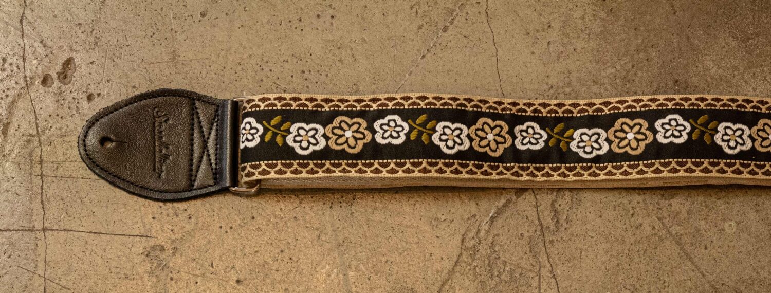 Souldier Strap Marigold Tan/White Flowers on Black